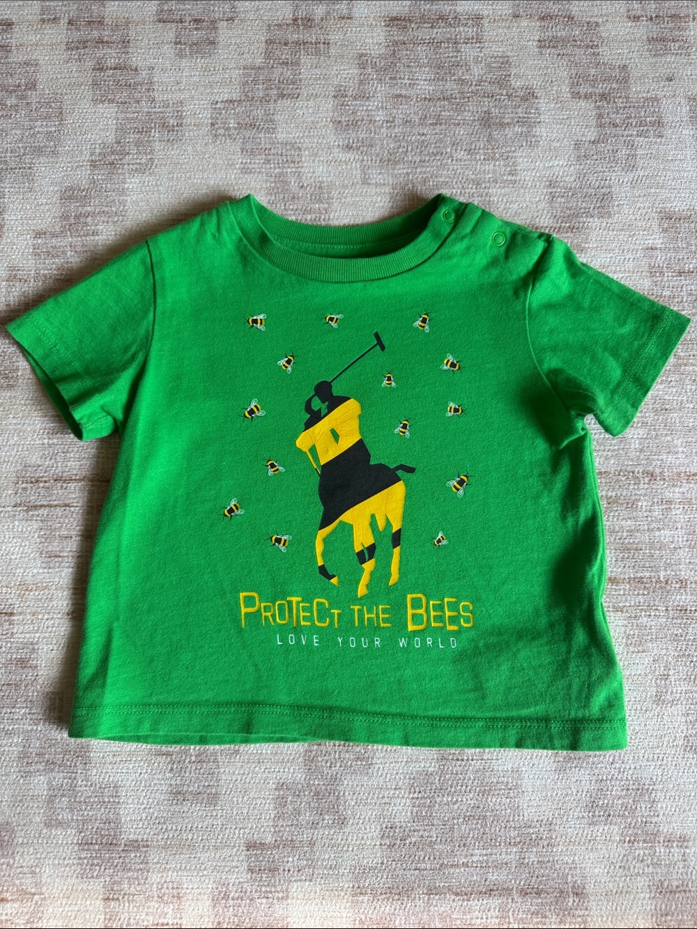 Ralph Lauren Baby Cotton Green Polo Bee Graphic Tee size 9M